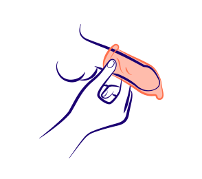 Retrait d'un préservatif externe sur un pénis après éjaculation
